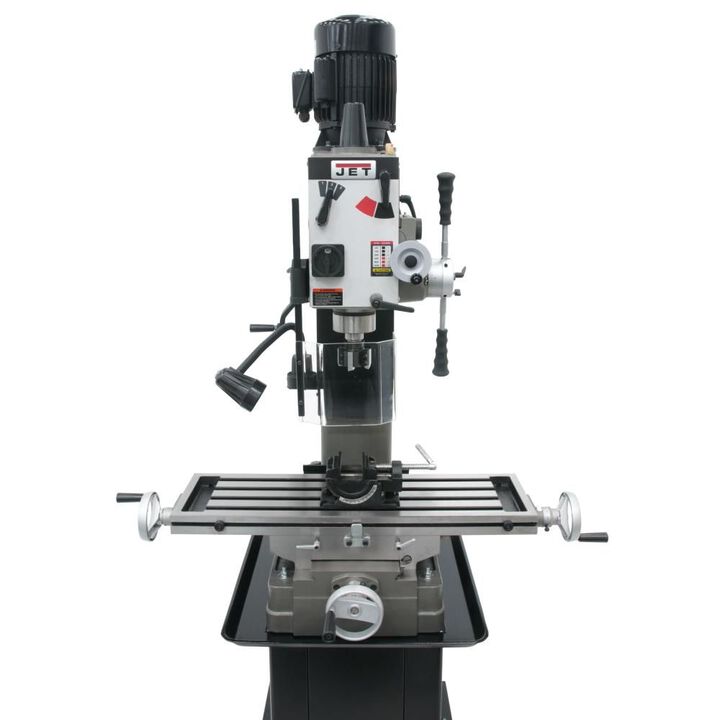 JET Variable Speed Square Column Geared Head Mill/Drill with Newall DP500 2-Axis DRO & X-Axis Powerfeed