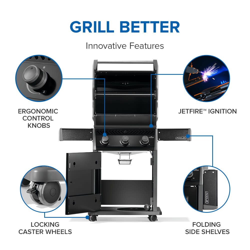 Napoleon Rogue 425 Propane Gas Grill 42000 BTU Black, large image number 5