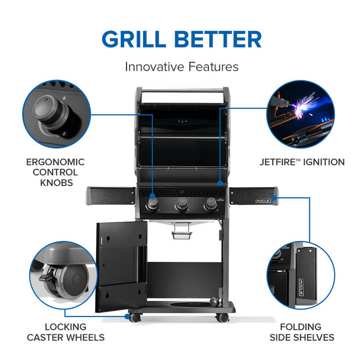 Napoleon Rogue 425 Propane Gas Grill 42000 BTU Black, large image number 4
