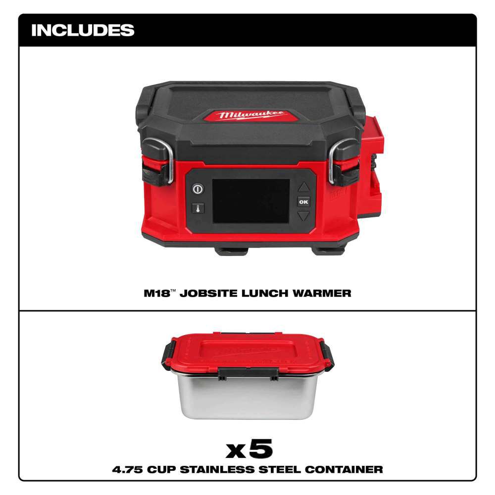 Milwaukee M18 Jobsite Lunch Warmer with 3 Extra Containers, large image number 6