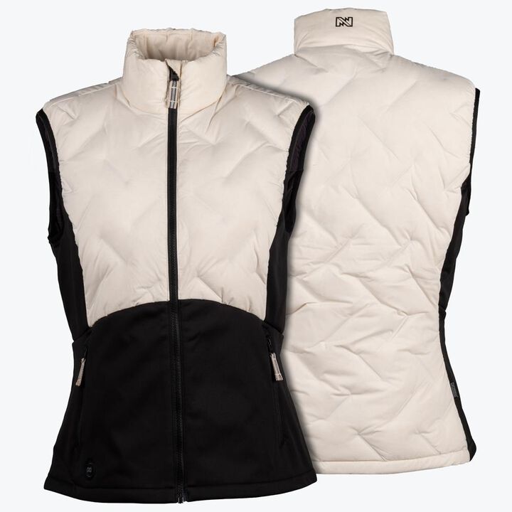 Mobile Warming Womens Aria Hybrid Black and Cream Heated Vest Kit, swatch