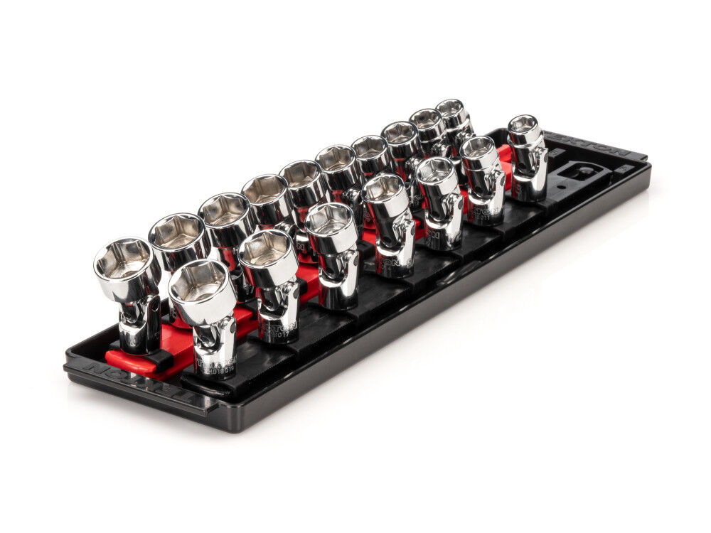 Tekton 3/8 Inch 6 Point U-Joint Socket Set, 17 Pieces (3/8-3/4 Inch, 10-19 mm), large image number 2