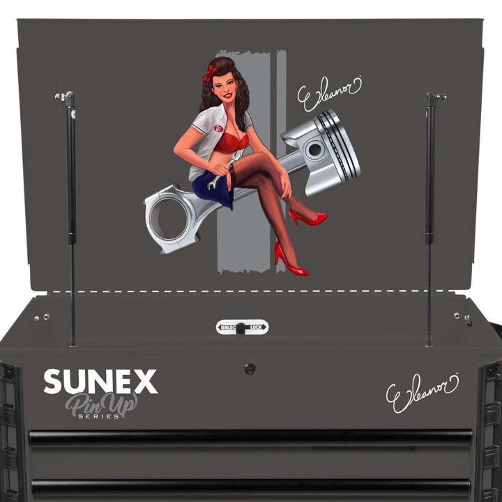 Sunex 39 Inch 6 Drawer Premium Service Cart  with Premium Pinup Series Eleanor Design, large image number 1