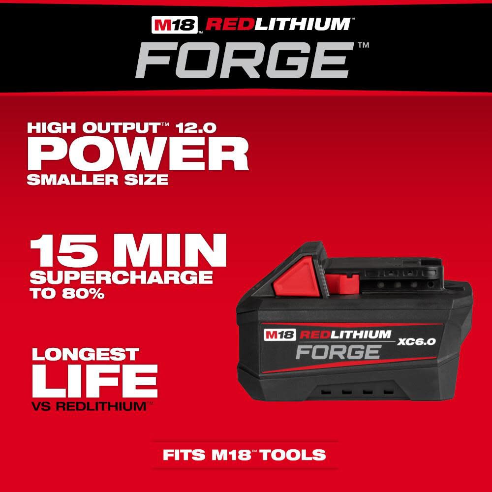 Milwaukee M18 REDLITHIUM FORGE XC6.0 Battery Pack & Dual Bay Charger Kit Bundle, large image number 2