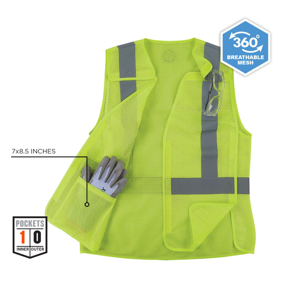 Ergodyne GloWear 8215BAW-S Class 2 Womens Breakaway Hi-Vis Lime Vest 2XL, large image number 5