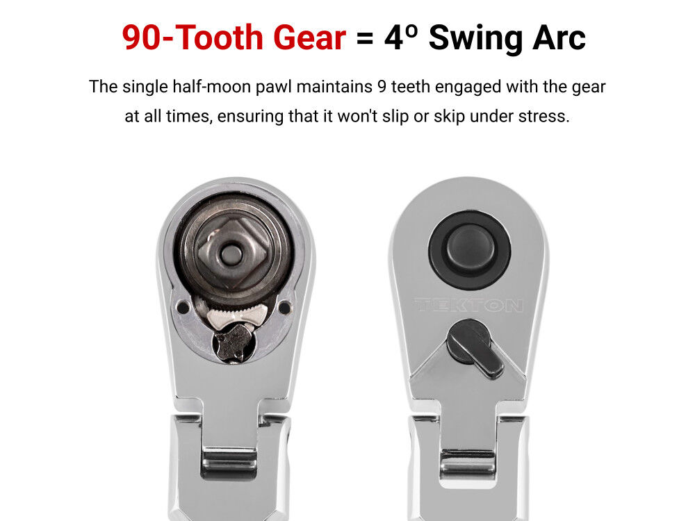 Tekton 3/8 Inch Drive x 4-1/2 Inch Flex Head QR Stubby Ratchet, large image number 3