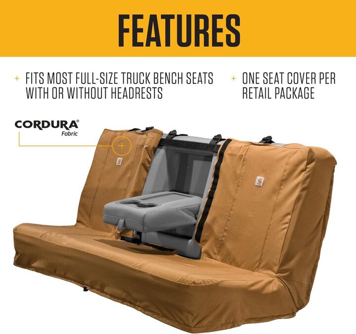 Carhartt Full-Size Bench Seat Cover, One Size, Black, large image number 1