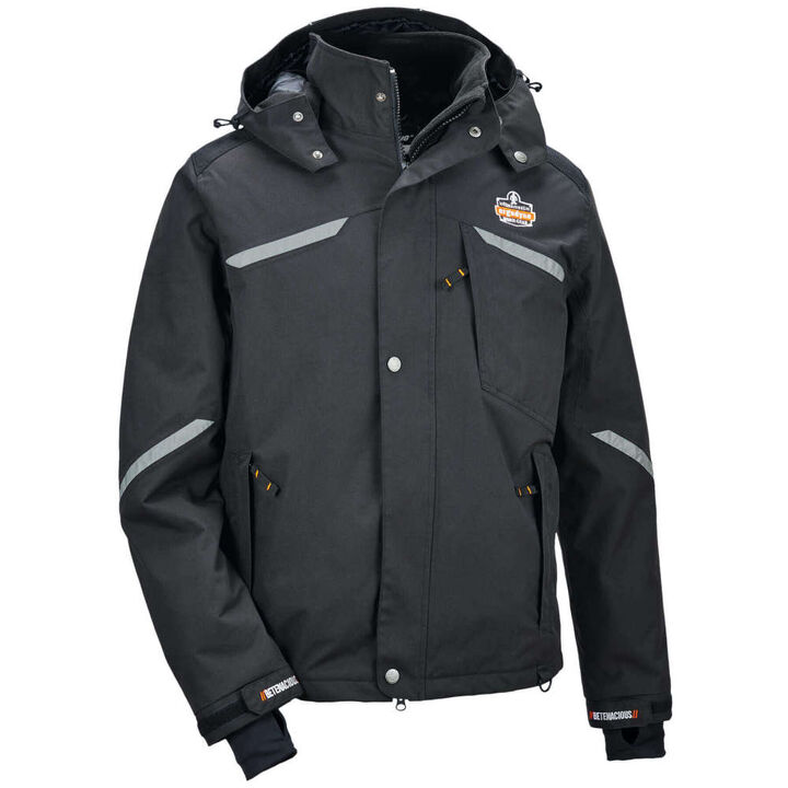 Ergodyne N-Ferno 6466 Black Thermal Jacket - 500D Nylon Shell, 2X