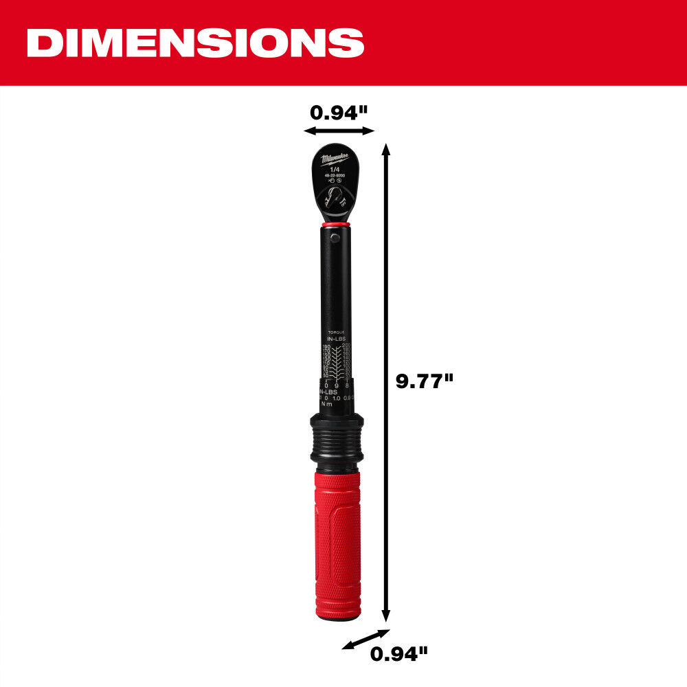 Milwaukee 1/4 Inch Drive Click Torque Wrench 40-200 Inch-Lbs, large image number 6