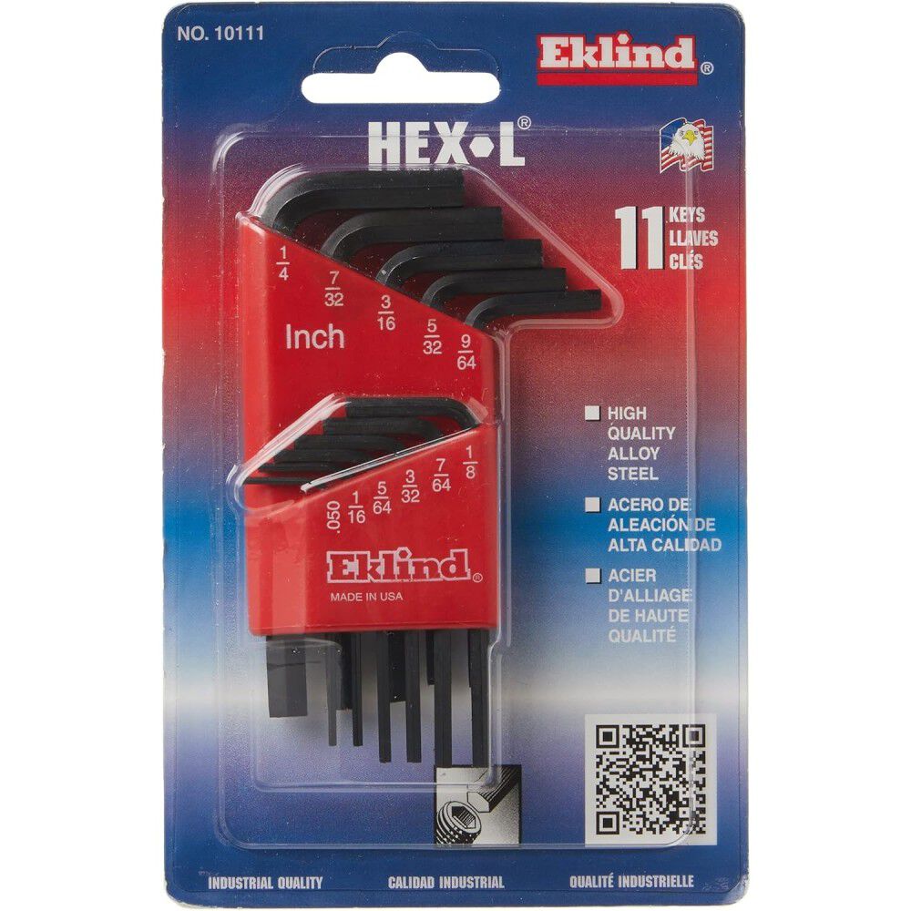 Eklind Tools 11-Piece 0.05 - 9/64 Inch Alloy Steel Short L-Shape Hex Key Set, large image number 2