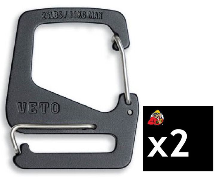 Veto Pro Pac 2 Inch Height Low Profile Luggage Carabiner Pack of 2