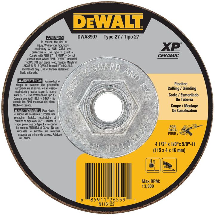 DEWALT 4-1/2in x 1/8in x 5/8in-11 Ceramic Abrasive