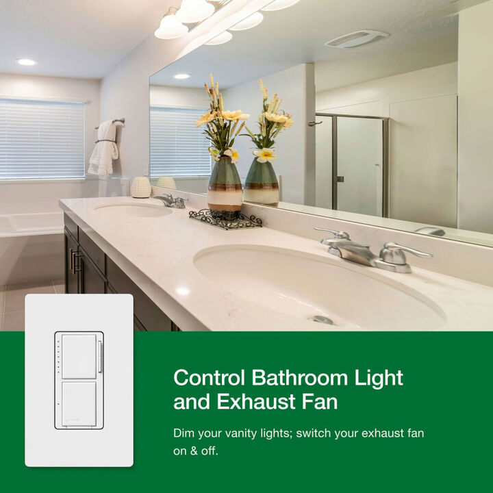 Lutron Maestro LED+ 120V 75W Gloss White Dual Control Tap Dimmer Switch, large image number 3