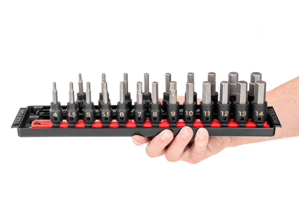 Tekton 3/8 Inch Hex Impact Bit Socket Set, 22 Piece (5/32-9/16 in, 4-14 mm), large image number 3
