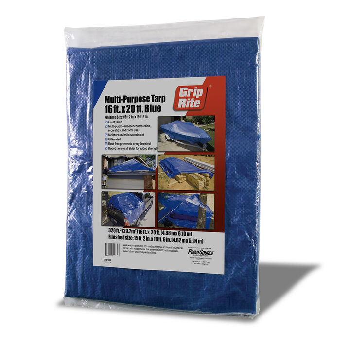 Grip Rite Economy Duty Blue Tarp - 16 x 20 Ft.