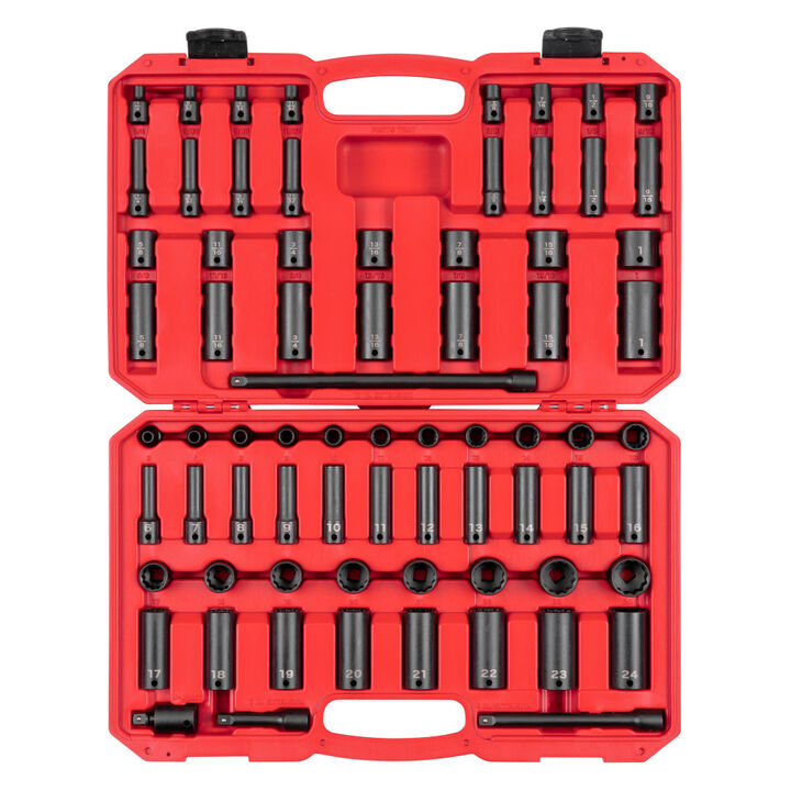 Tekton 3/8 Inch 12 Point Impact Socket Set, 72 Pieces (1/4-1 Inch, 6-24 mm), large image number 1