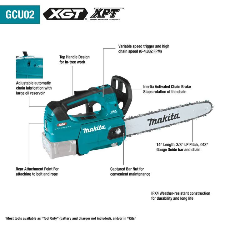 Makita 40V max XGT Cordless 14in Top Handle Chain Saw Kit, large image number 20