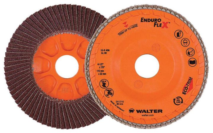 Walter 4-1/2 Inch Enduro Flex Flap Disc, 80 Grit, 7/8 Inch Arbor, 10 Pack