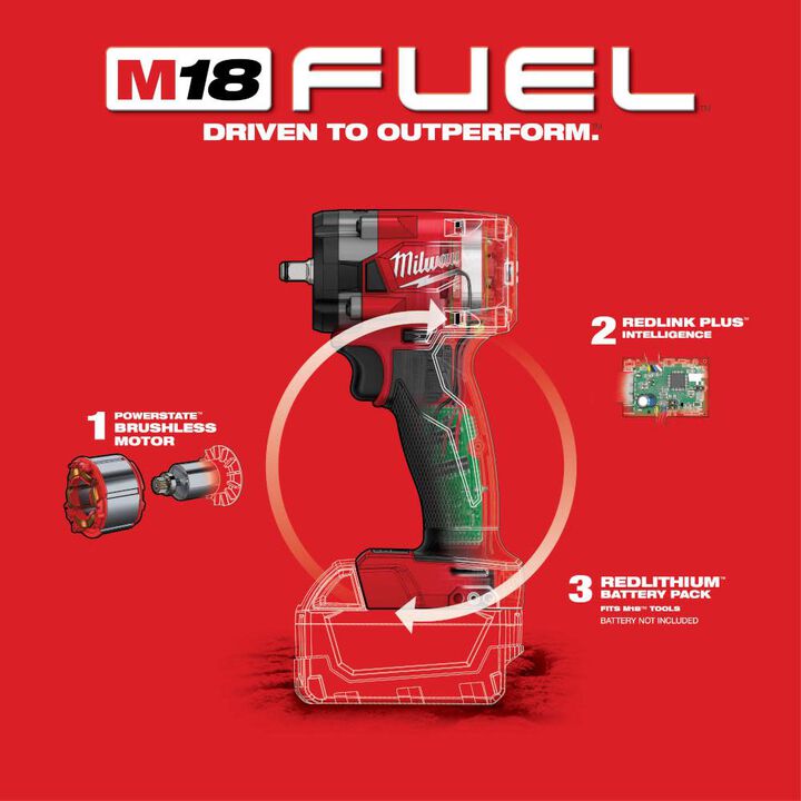 Milwaukee M18 FUEL 3/8 Impact Wrench with Friction Tool Reconditioned (Bare Tool), large image number 5