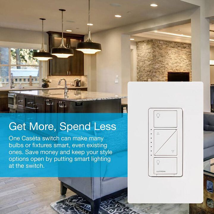 Lutron Caseta 120V 150W 1.25A Gloss White 3Way Dimmer Switch Starter Kit, large image number 3