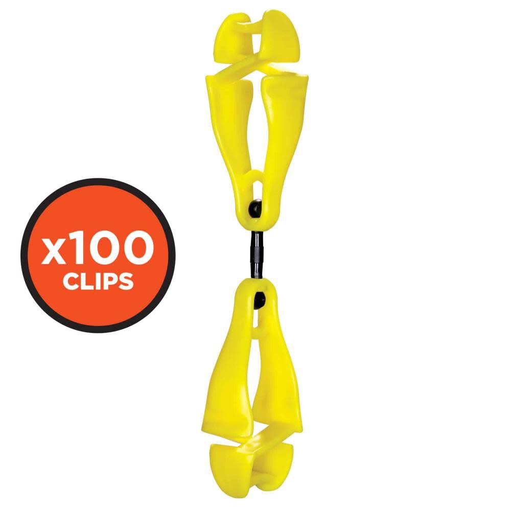 Ergodyne Squids 3420-BULK Swivel Glove Clip Holder Dual Clips Lime 100 Pieces, large image number 1