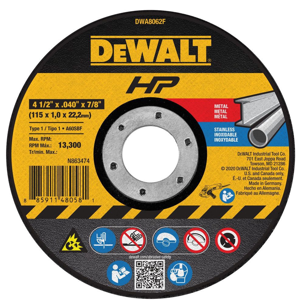 DEWALT 4-1/2 x 0.040 x 7/8 T1 HP Cut-Off Wheel, large image number 1