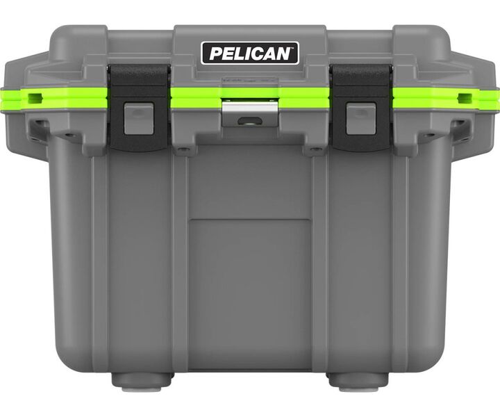 Pelican Polypropylene Elite Cooler with Handle, 30 Quart, Gray and Green