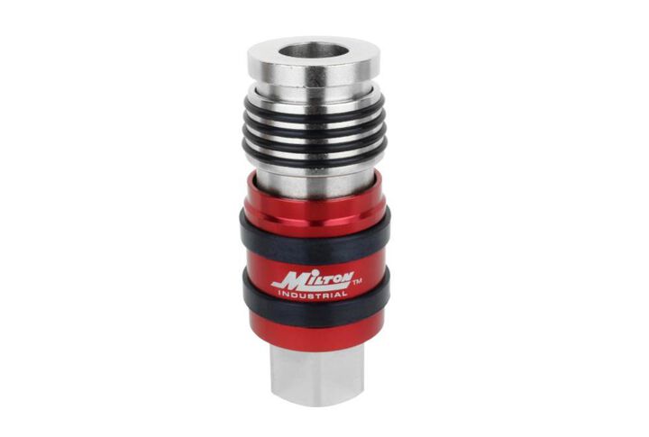 Milton 2 In ONE Universal Safety Exhaust Coupler  1/2in FNPT x 1/2in Body Flow