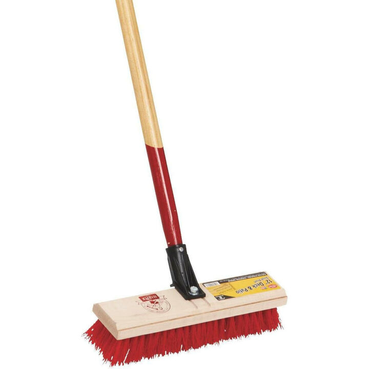 Harper 12 In. Synthetic Bristle Deck Scrub Brush with Handle for Wet Cleaning, large image number 1