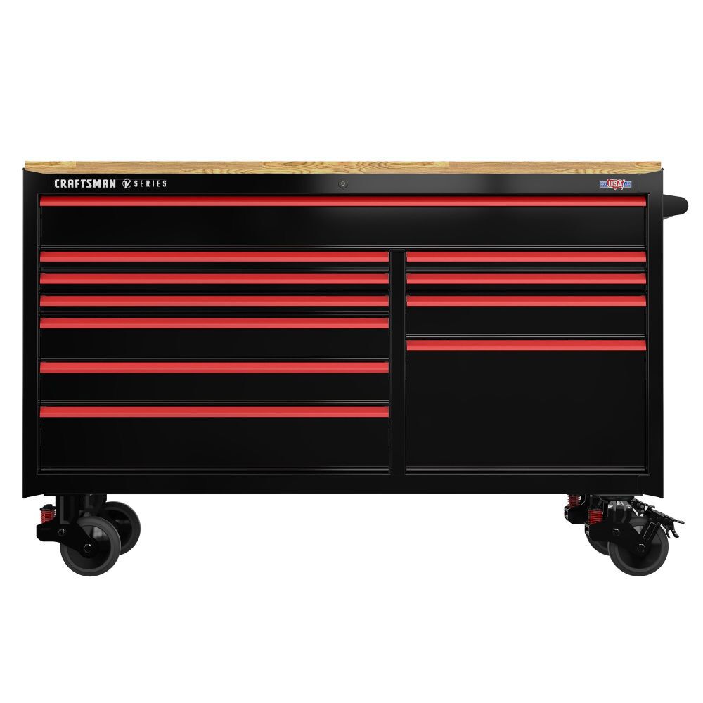 CRAFTSMAN V-Series 63 Inch Wide 11-Drawer Mobile Workstation, Black, large image number 1