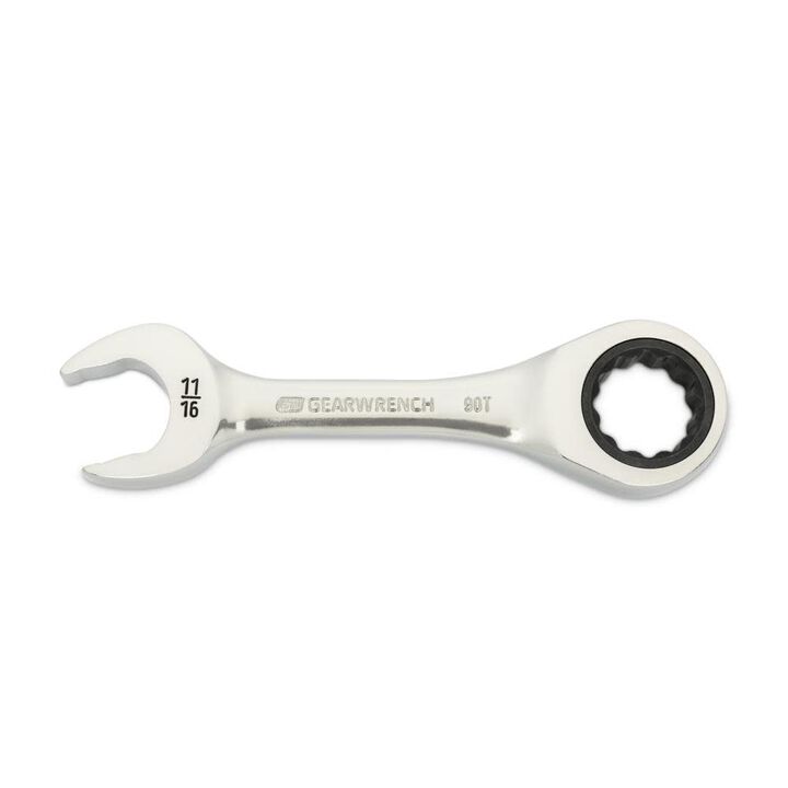 GEARWRENCH 11/16 Inch 90-Tooth 12 Point Stubby Combination Ratcheting Wrench