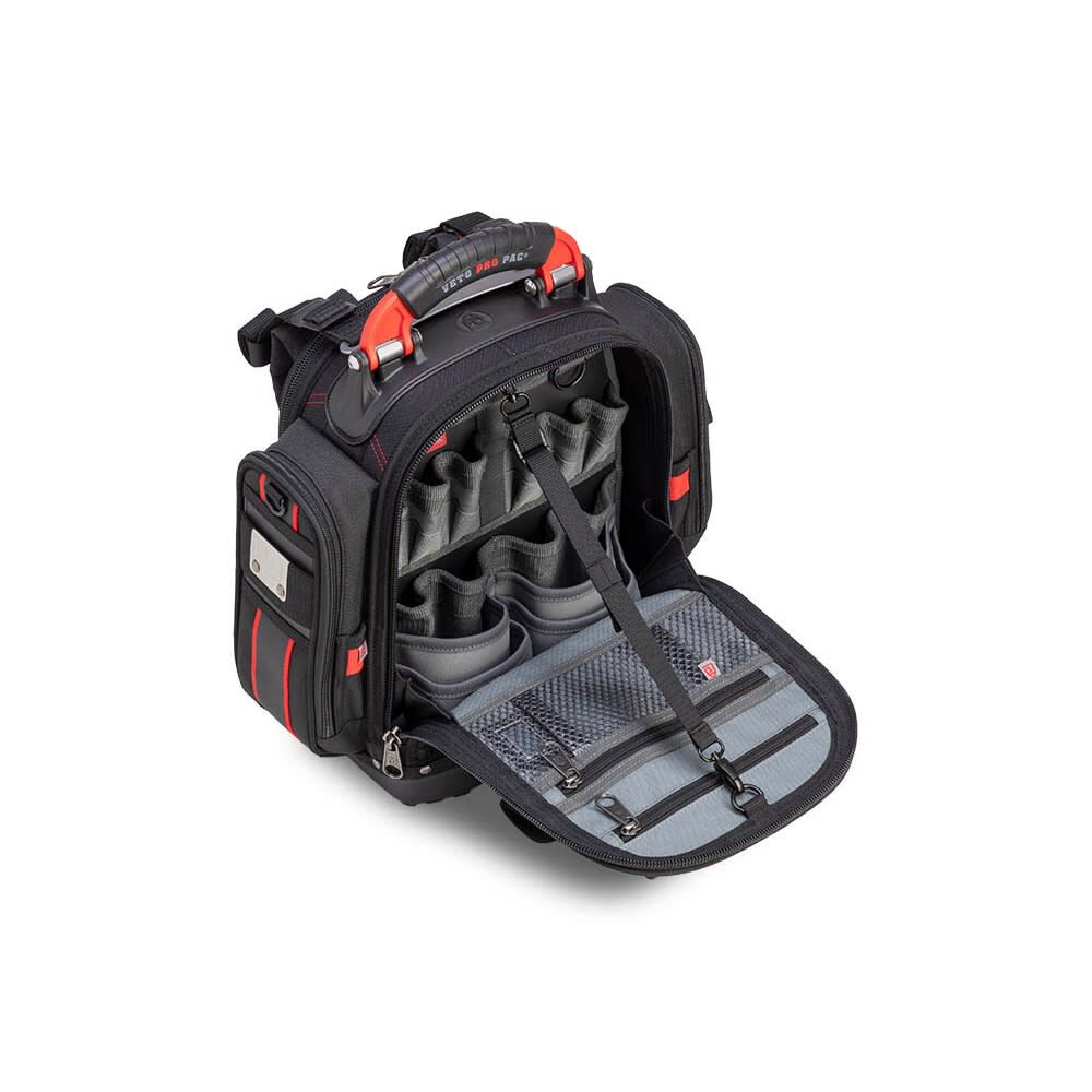 Veto Pro Pac 40 Lbs Small Zippered Compact Tool Backpack, Black/Red, large image number 7