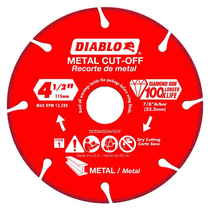 Diablo Tools 4 1/2 Inch Segmented Rim Diamond Cut-Off Disc for Metal, large image number 0