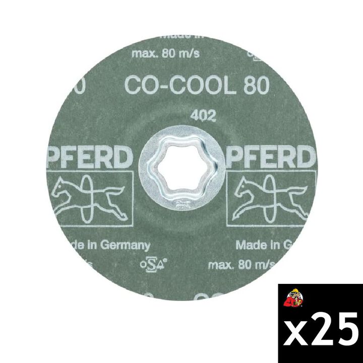 Pferd 4-1/2 Inch 80 Grit Ceramic Oxide CO-COOL Fiber Disc Bundle, 25 Pieces