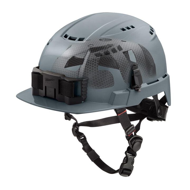 Milwaukee BOLT Gray Front Brim Vented Safety Helmet with IMPACT ARMOR Liner (USA)-Type 2, Class C