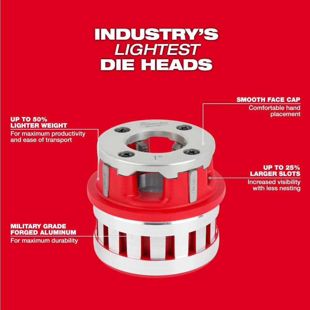 Milwaukee 1 1/2inch ALLOY NPT Forged Aluminum Die Head, large image number 6