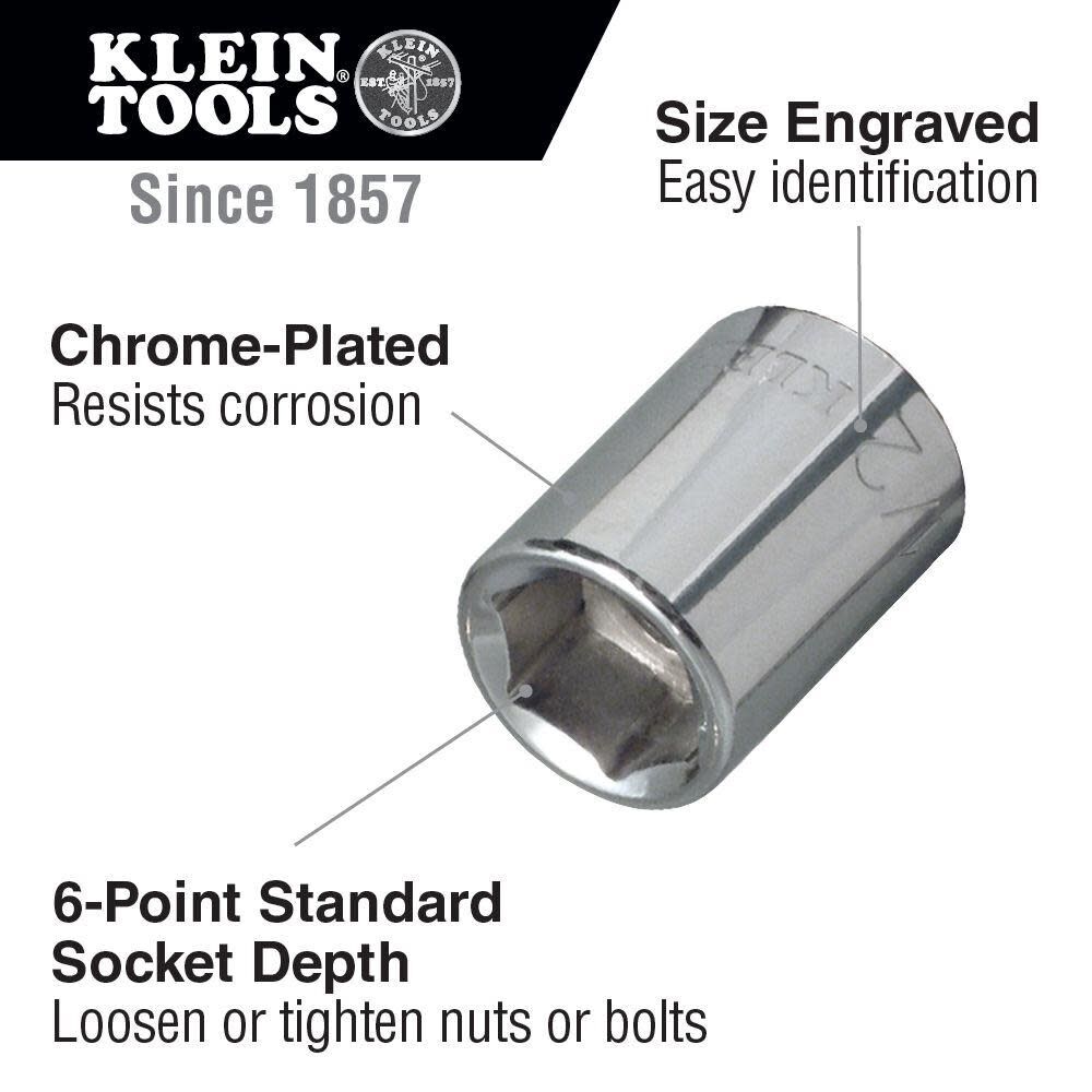 Klein Tools 7/16in Std 6-Pt. Socket 1/4in Drive, large image number 2