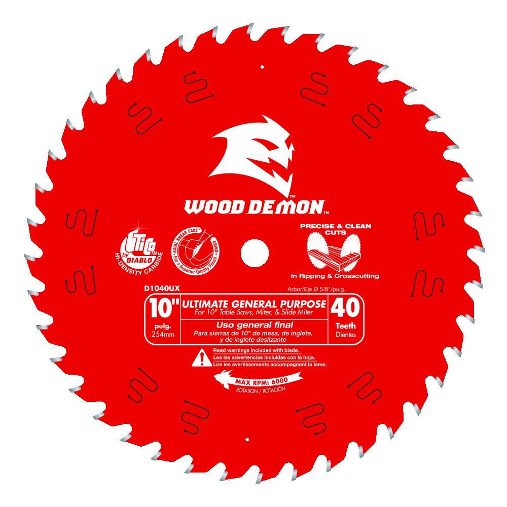 Diablo Tools 10 inch x 40 Tooth Hi-ATB Wood Demon Ultimate General Purpose Table Saw & Miter Saw Blade with 5/8 inch Arbor, large image number 1