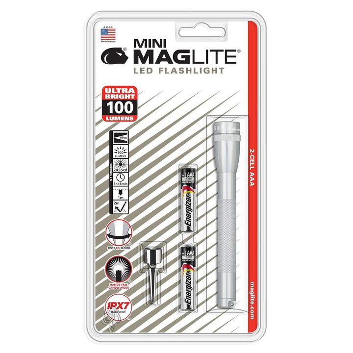 Maglite Mini Pro LED AAA Battery Powered Flashlight, Silver
