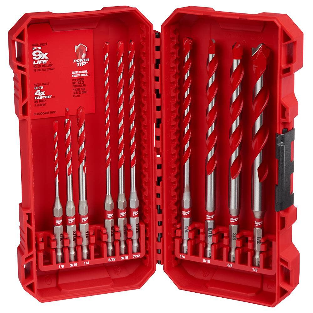 Milwaukee 10pc. SHOCKWAVE Impact Duty Carbide Hammer Drill Bit Kit, large image number 1