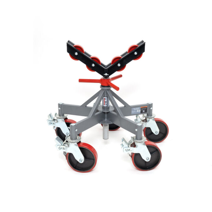 JET Low 5 Leg Pipe Jack Stand with Casters & Steel Rollers