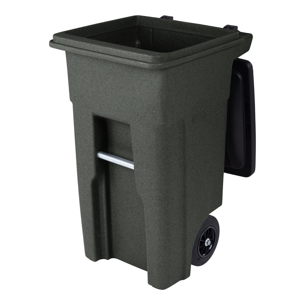Toter 32 Gallon Greenstone Trash Can with Quiet Wheels and Attached Lid, large image number 7