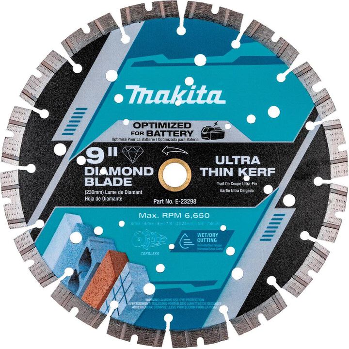 Makita Thin Kerf 9 Inch Segmented Turbo Rim Diamond Blade for Reinforced Concrete and Brick