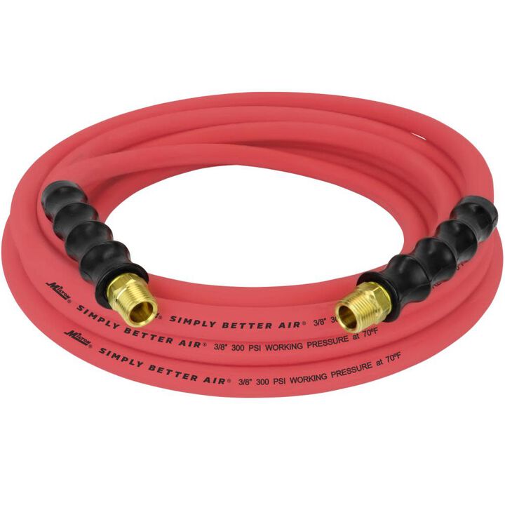 Milton 3/8 Inch ID x 25 Ft. Ultra Lightweight Rubber Hose with 3/8 Inch NPT Male Inlet Thread Ends
