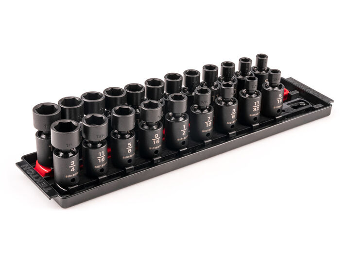 Tekton 3/8 Inch 6 Point U-Joint Impact Socket Set, (5/16-3/4 Inch, 8-19 mm), large image number 1