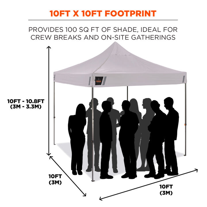 Ergodyne 10 Ft x 10 Ft Heavy Duty Pop-Up Tent White, large image number 1