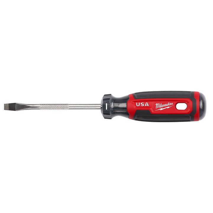 Milwaukee 1/4inch Slotted 4inch Cushion Grip Screwdriver (USA)