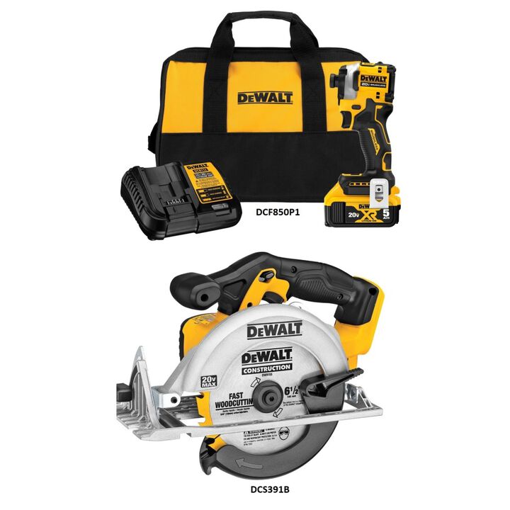 DEWALT 20V MAX Cordless Impact Driver Kit and Circular Saw Bundle, large image number 1