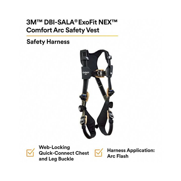 DBI Sala ExoFit NEX Large Black Comfort Arc Flash Vest Safety Harness, large image number 3