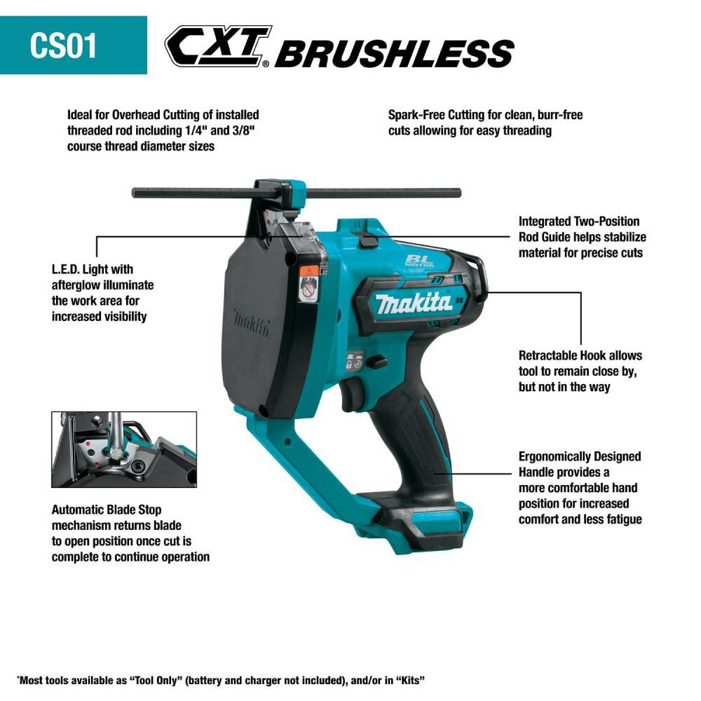 Makita 12V max CXT Lithium-Ion Brushless Cordless Threaded Rod Cutter (Bare Tool), large image number 9